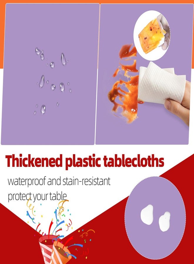 tujol Lavender 6 Pack Plastic Table Cloth 84", Disposable Round Tablecloth Table Cover, Plastic Tablecloths for Parties - Image 3